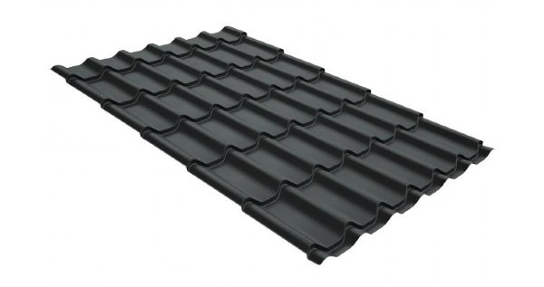 Металлочерепица классик GL 0,5 GreenCoat Pural Matt RR 23 темно-серый (RAL 7024 мокрый асфальт) купить в Каменск-Уральском
