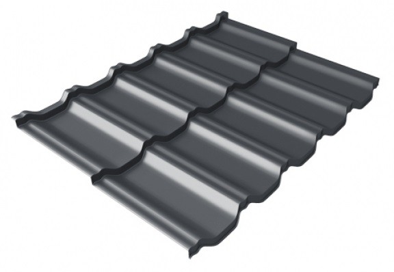 Металлочерепица модульная Квинта Uno Grand Line c 3D резом 0,5 Satin Мatt RAL 7024 мокрый асфальт купить в Каменск-Уральском