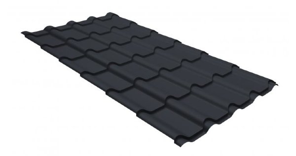 Металлочерепица камея GL 0,5 GreenCoat Pural matt RR 23 темно-серый (RAL 7024 мокрый асфальт) купить в Каменск-Уральском