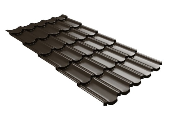Металлочерепица квинта плюс с 3D резом 0,5 GreenСoat Pural Matt RR 32 темно-коричневый (RAL 8019 серо-коричневый) купить в Каменск-Уральском