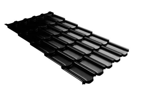 Металлочерепица квинта плюс с 3D резом 0,5 GreenСoat Pural Matt RR 33 черный (RAL 9005 черный) купить в Каменск-Уральском