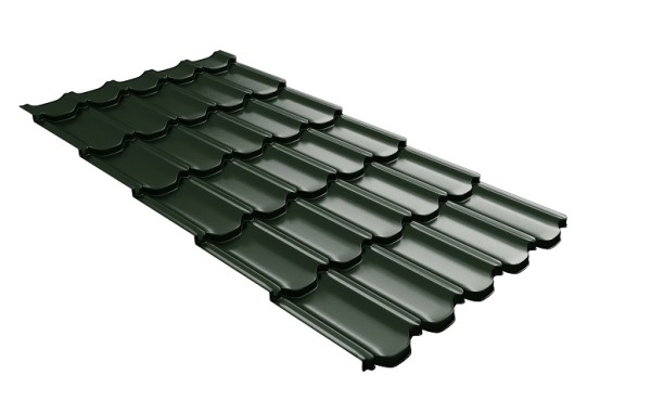 Металлочерепица квинта плюс с 3D резом 0,5 GreenСoat Pural RR 11 темно-зеленый (RAL 6020 хромовая зелень) купить в Каменск-Уральском