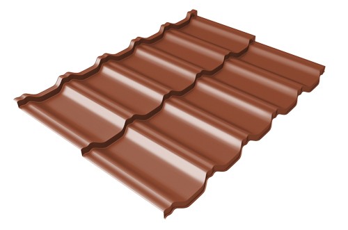 Металлочерепица модульная Квинта Uno Grand Line c 3D резом 0,5 Satin RAL 8004 терракота купить в Каменск-Уральском