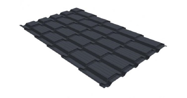 Металлочерепица GL квадро профи 0,5 GreenCoat Pural RR 23 темно-серый (RAL 7024) мокрый асфальт купить в Каменск-Уральском