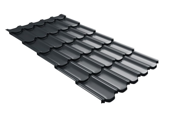 Металлочерепица квинта плюс с 3D резом 0,5 Satin RAL 7016 антрацитово-серый купить в Каменск-Уральском