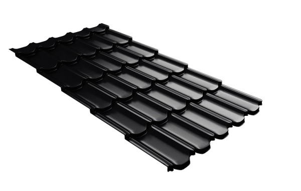 Металлочерепица квинта плюс с 3D резом 0,5 Satin RAL 9005 черный купить в Каменск-Уральском