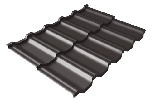 Металлочерепица модульная Квинта Uno Grand Line c 3D резом 0,5 Satin RR 32 темно-коричневый купить в Каменск-Уральском