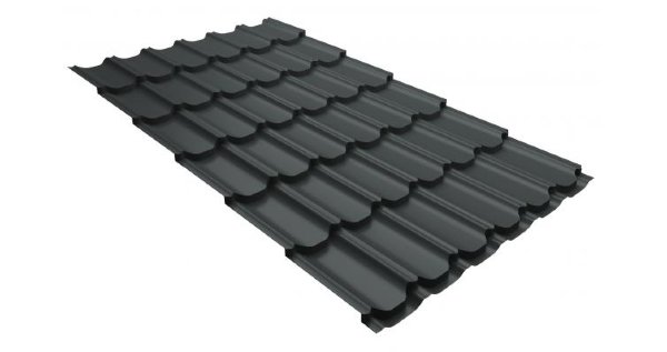 Металлочерепица квинта плюс 0,5 GreenCoat Pural RR 23 темно-серый (RAL 7024 мокрый асфальт) купить в Каменск-Уральском